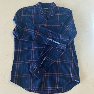 Bonobos Slim Lightweight Flannel Button Down in Navy Plaid